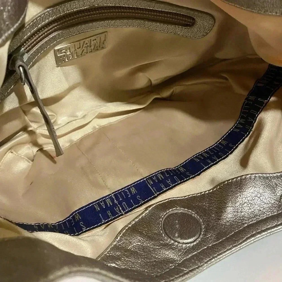 Stuart weitzman silver quilted metallic leather shoulder handbag - Picture 8 of 14